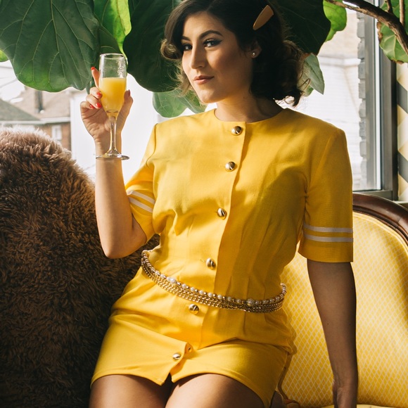 Vintage Yellow Minidress - Picture 1 of 4